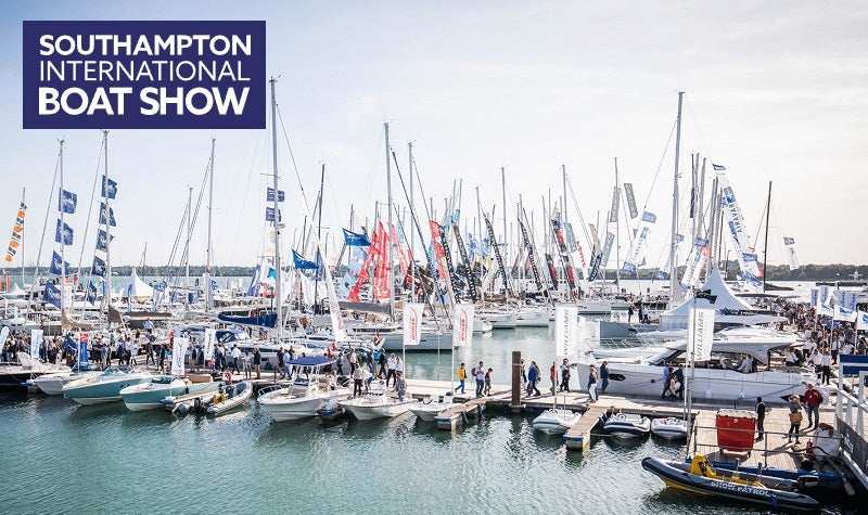 Boats and yachts in the marina at the Southampton International Boat Show